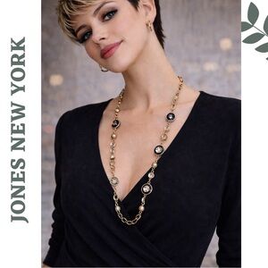Jones New York Gold Tone Crystal Long Necklace